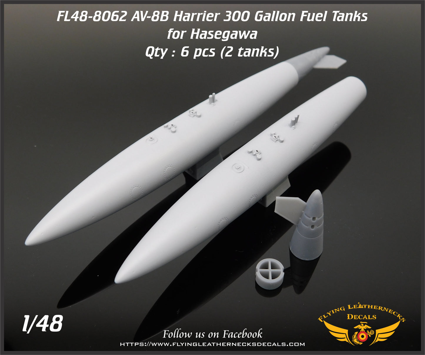 Flying Leathernecks FL48-8062 1:48 AV-8B Harrier 300 gallon Fuel Tank x 2
