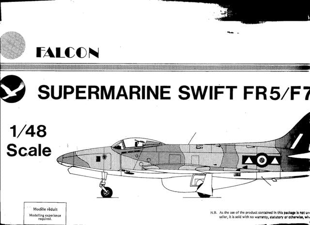 Falcon 412 1:48 Supermarine Swift FR.5 / F.7 With metal parts and decals..