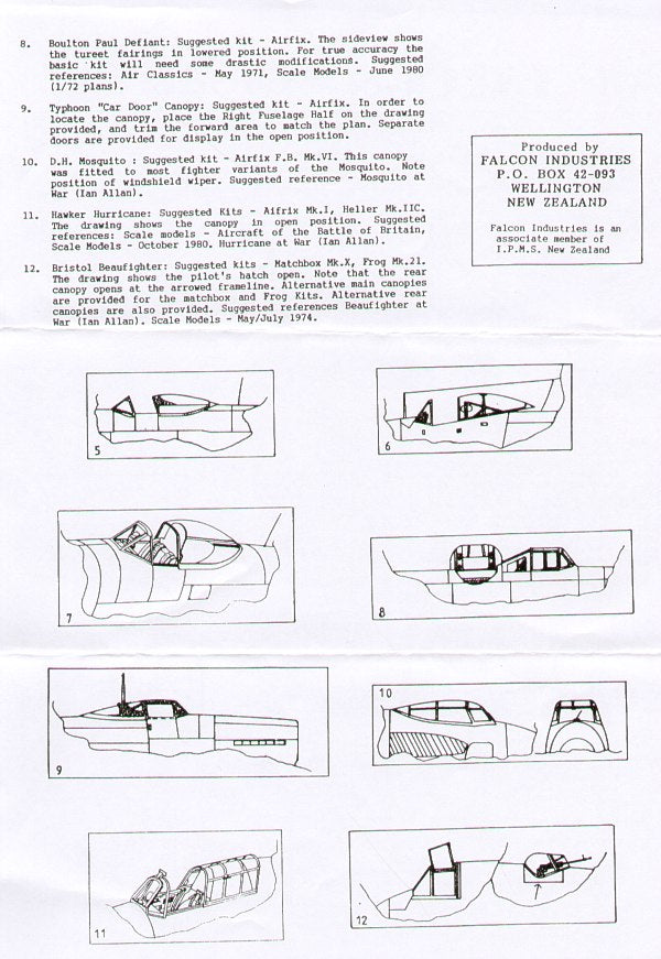 Falcon CV0272 1:72 RAF Fighters WWII part 1 vacform canopies