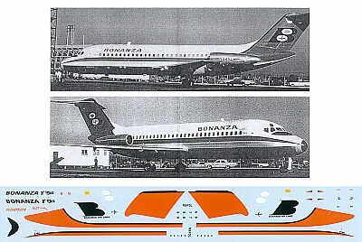 Flightpath USA A20257 1:200 Douglas DC-9-10 BONANZA Air Lines Fun Jet N945L Orange/Black Cheat Line