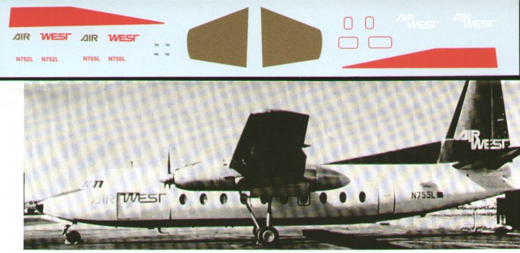 Flightpath USA A44078 1:144 Fokker F-27 AIR WEST Red/Gold N752L/N755L
