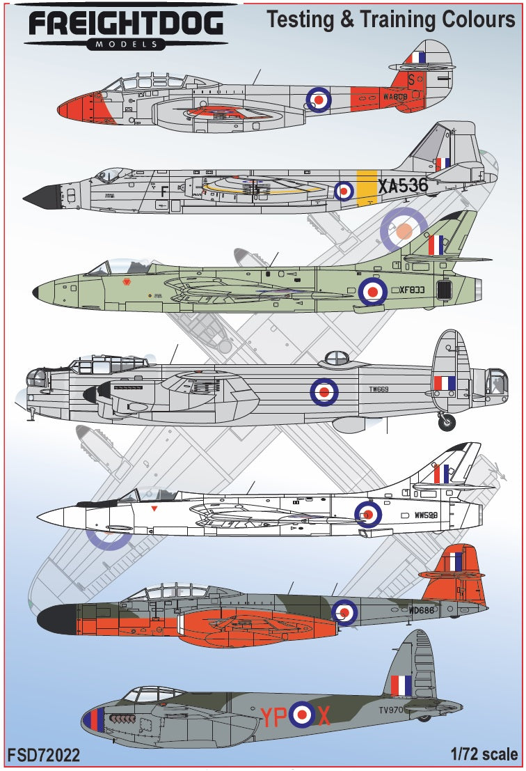 Freightdog FSD72022 1:72 Testing & Training Colours decal sheet