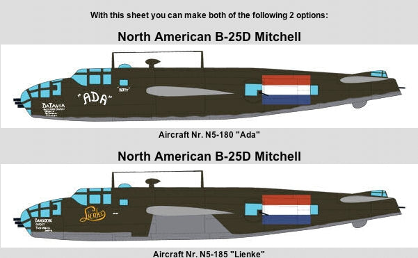 Flevo Decals FD48004 1:48 ML-KNIL Propaganda North-American B-25D Mitchell