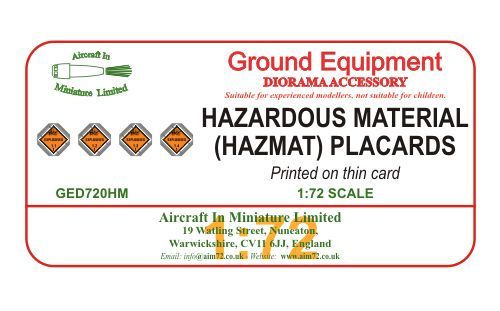 AIM - Ground Equipment Decals GED720HM 1:72 Hazardous materials (HAZMAT) Placards