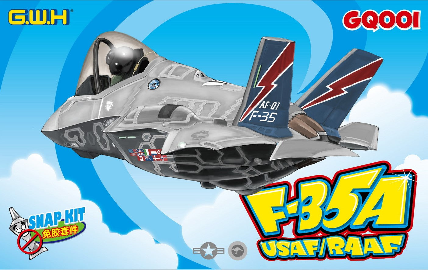 Great Wall Hobby GQ-001 Lockheed-Martin F-35 Lightning II USAF/RAAF (Cartoon Series snap kit)
