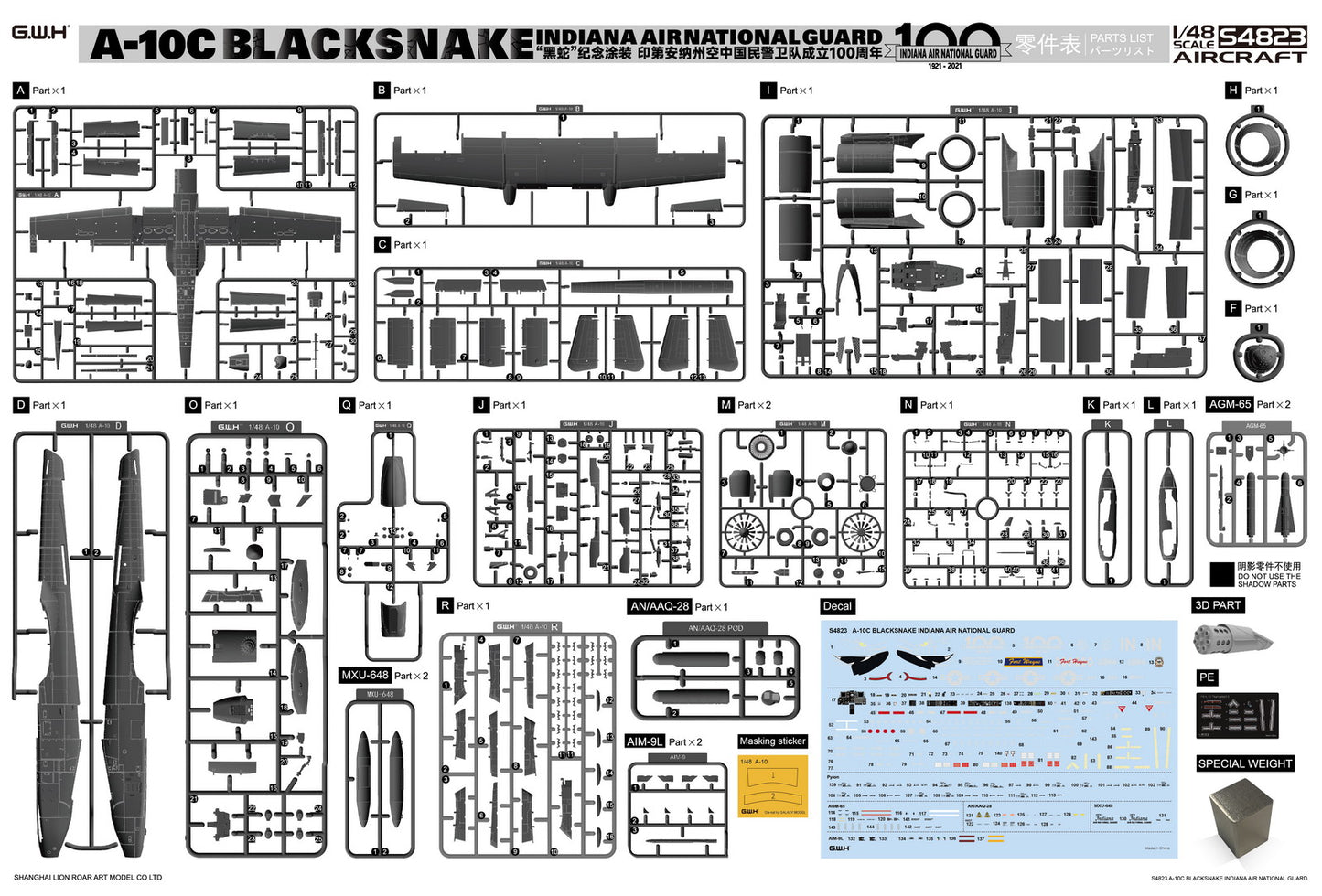 Great Wall Hobby S4823 1:48 A-10C Thunderbolt II Blacksnake, Indiana Air National Guard 1921-2021