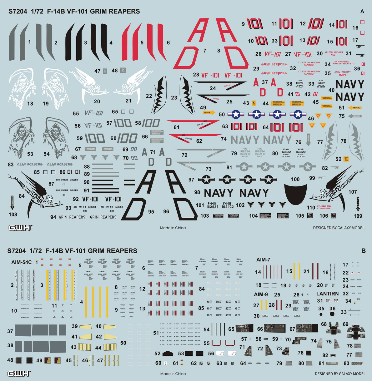 Great Wall Hobby S7204 1:72 F-14B Tomcat US Navy VF-101 'Grim Reapers'