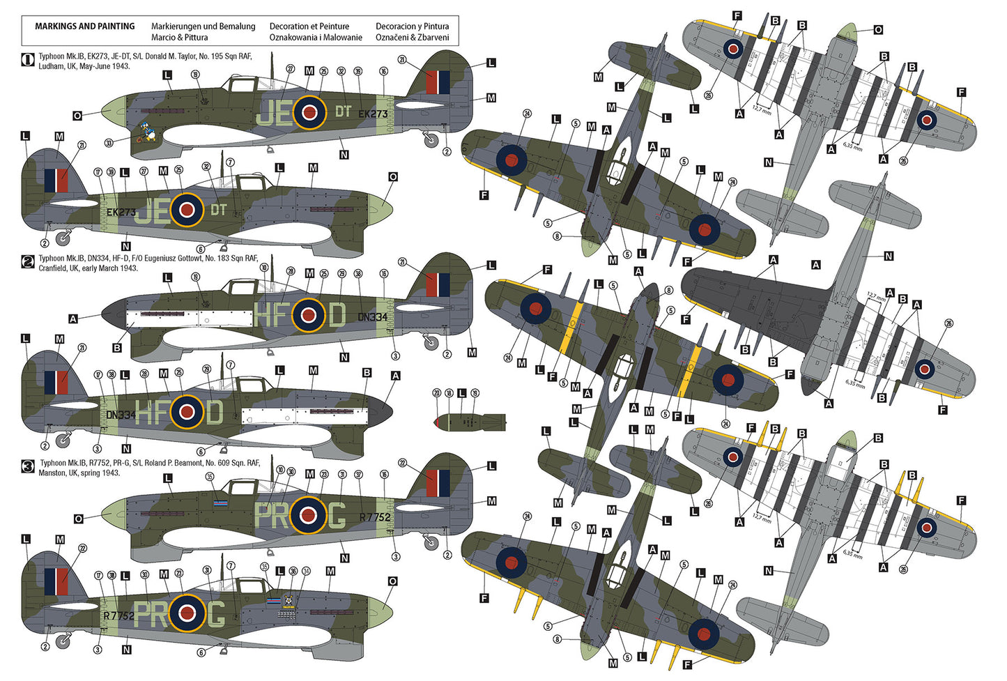 Hobby 2000 48045 1:48 Hawker Typhoon Mk. IB 'Car Door' 1943 Hasegawa + Cartograf + Masks