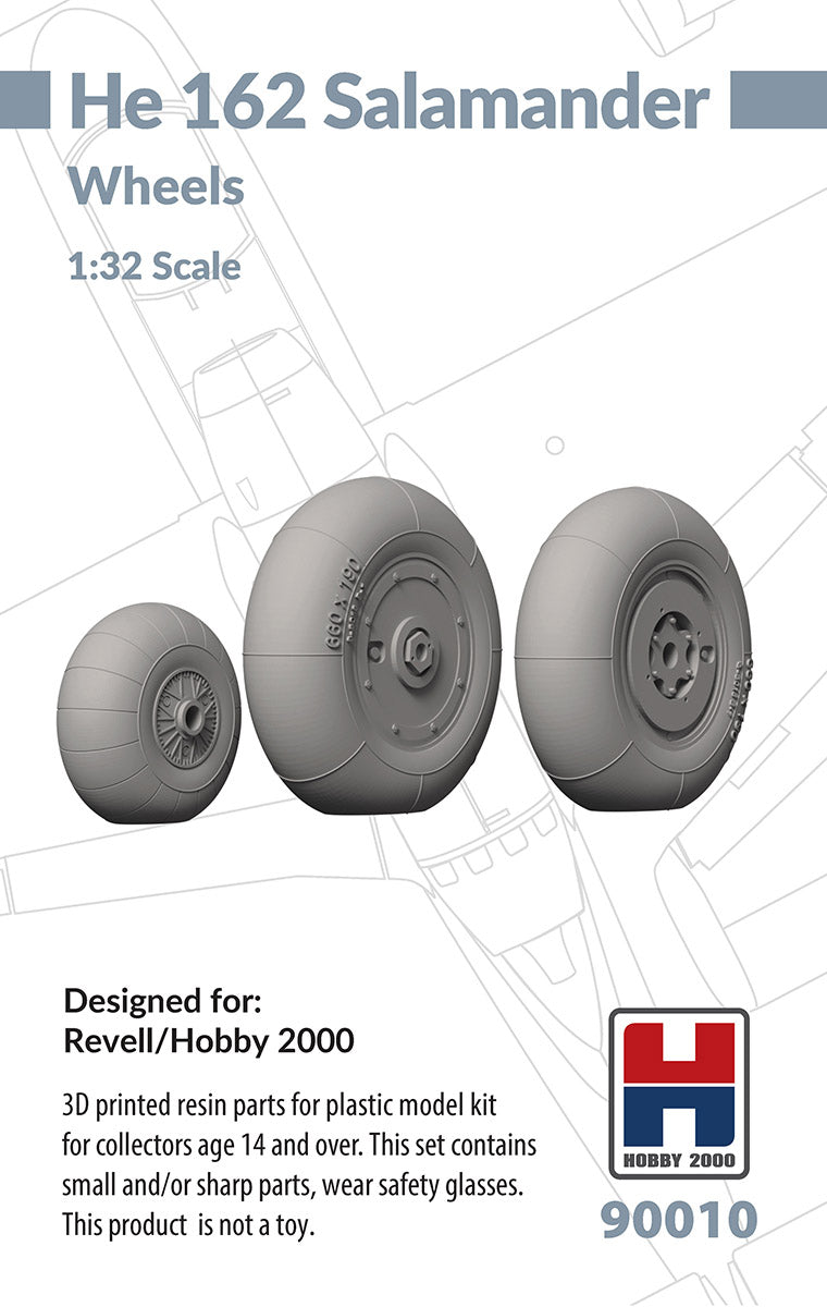 Hobby 2000 90010 1:32 Heinkel He-162A-1/He-162B Salamander Wheels 3D-printed