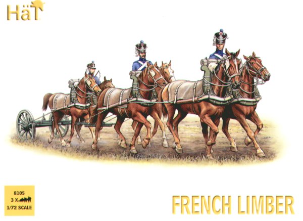 HAT Industrie 8105 1:72 Napoleonic French 6 Horse Limber Team x 3