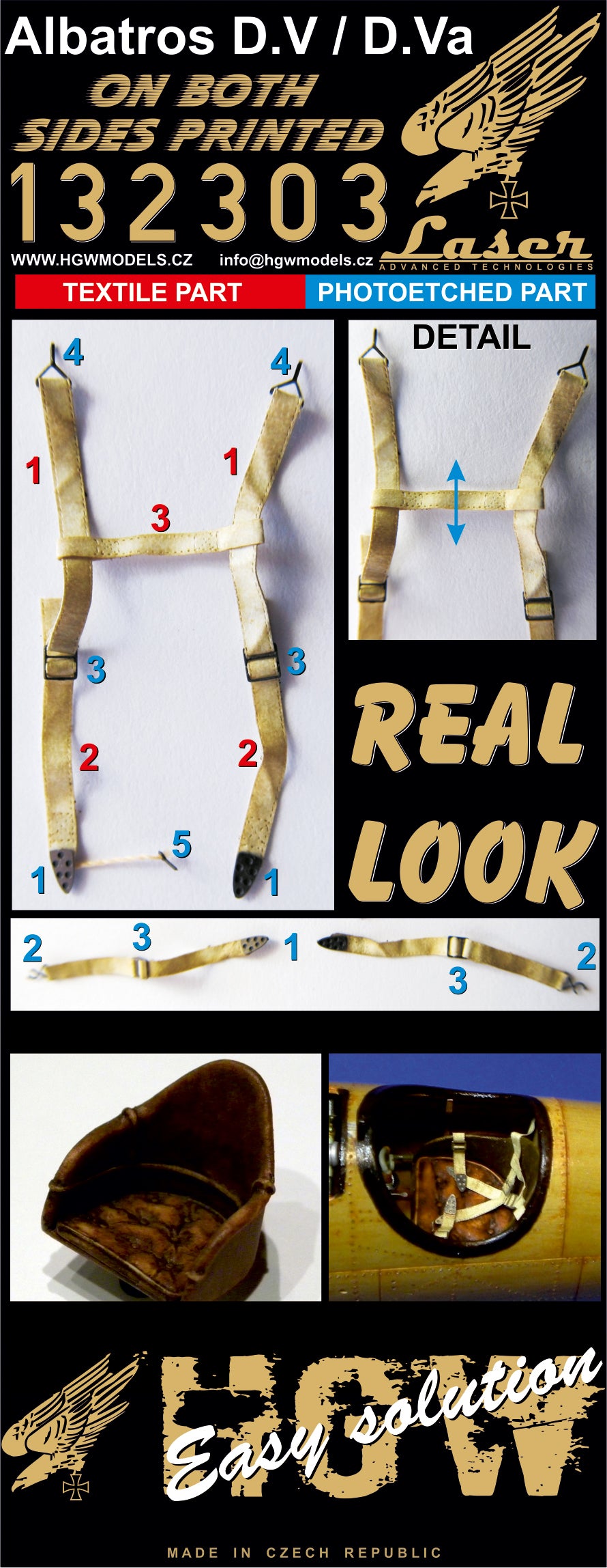 HGW 132303 1:32 Albatros D.V/D.Va - Double-Sided Seatbelts