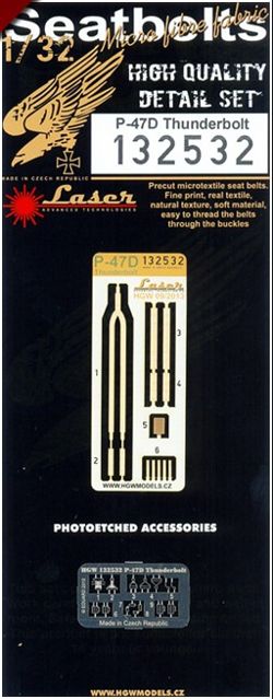 HGW 132532 1:32 Republic P-47D Thunderbolt seatbelts (laser)