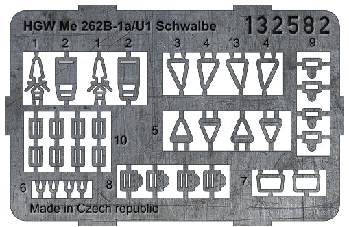 HGW 132582 1:32 Messerschmitt Me-262B Schwalbe Pre-Cut (Laser) Seatbelts