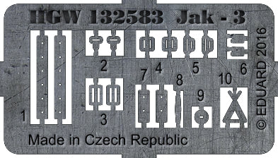 HGW 132583 1:32 Yakovlev Yak-3 Seatbelts Pre-Cut (Laser)