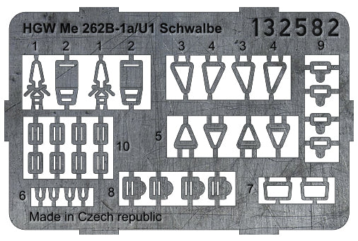 HGW 132589 1:32 Messerschmitt Me-262B Schwalbe (Orlon) Pre-Cut (Laser) Seatbelts