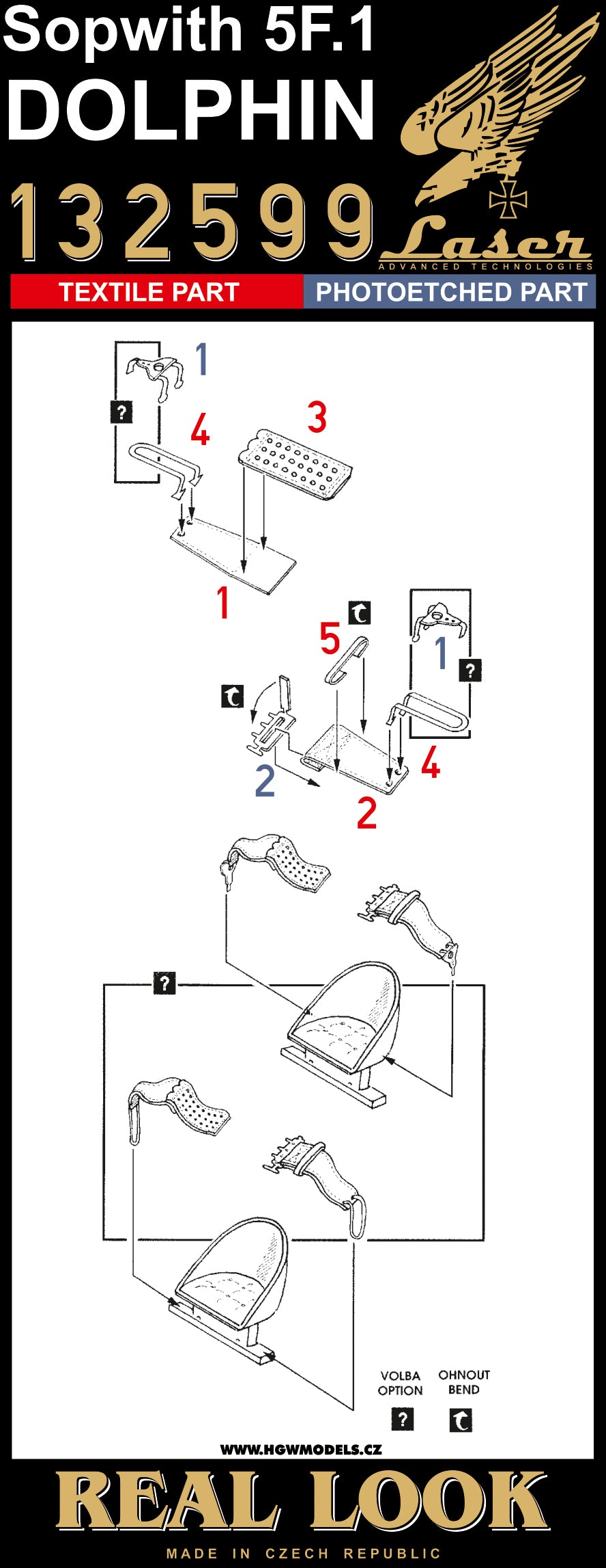 HGW 132599 1:32 Sopwith 5F.1 Dolphin Pre-Cut (Laser) Seatbelts