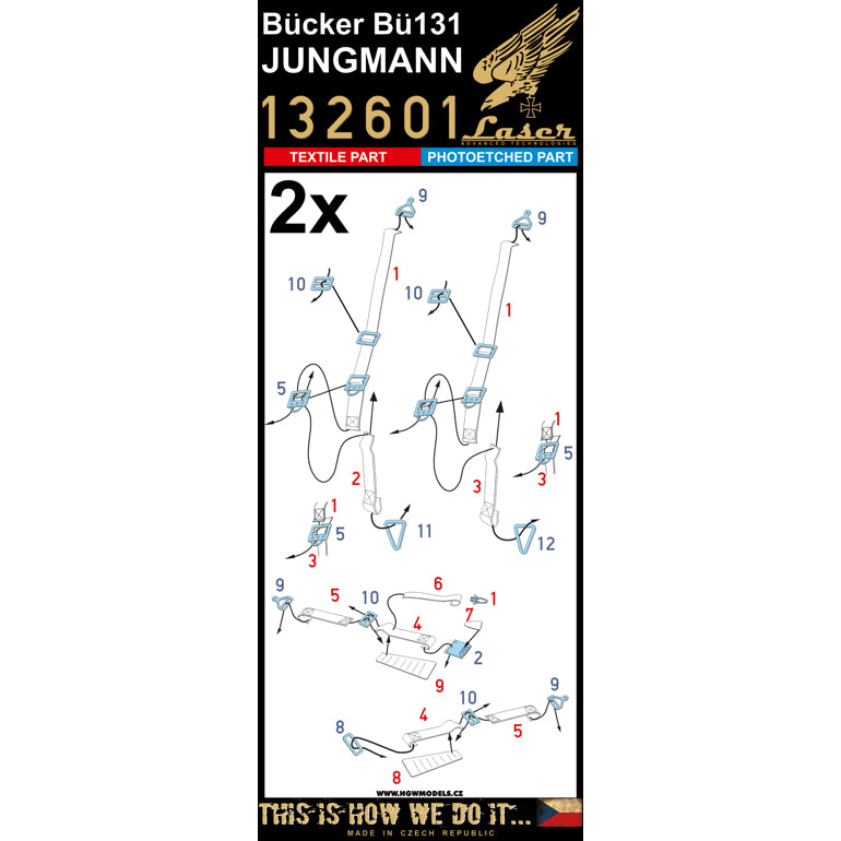HGW 132601 1:32 Bucker Bu-131B/Bu-131D Jungmann - Seatbelts
