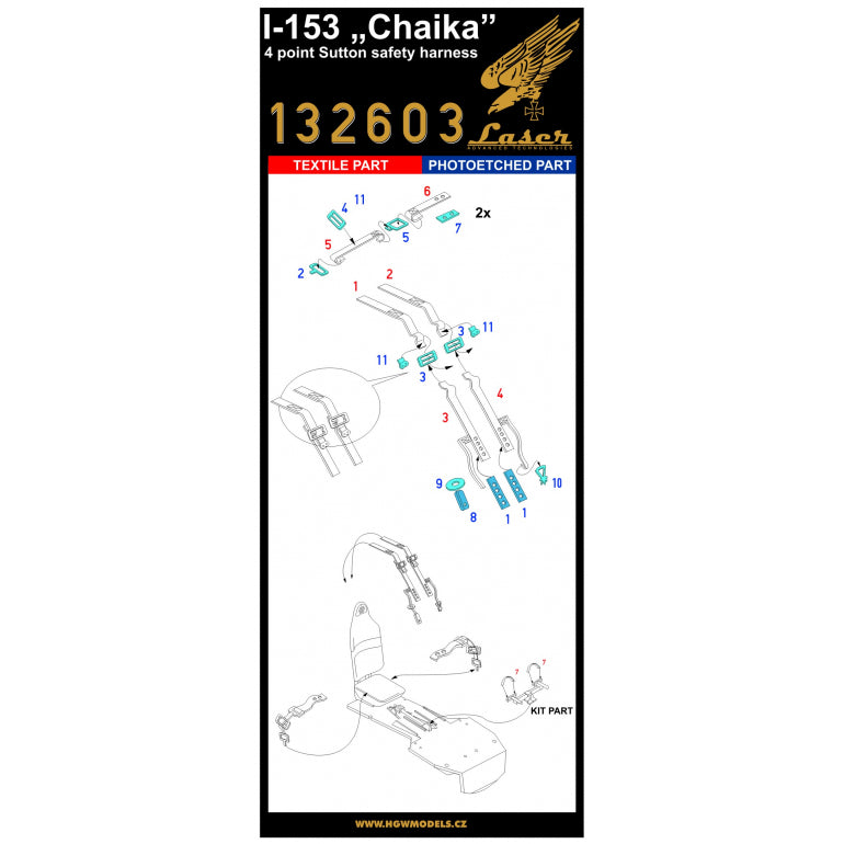 HGW 132603 1:32 Polikarpov I-153 'Chaika' - Seatbelts