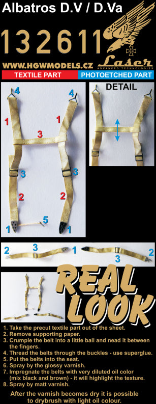 HGW 132611 1:32 Albatros D.V/D.Va (Pre-Cut Laser) Seatbelts