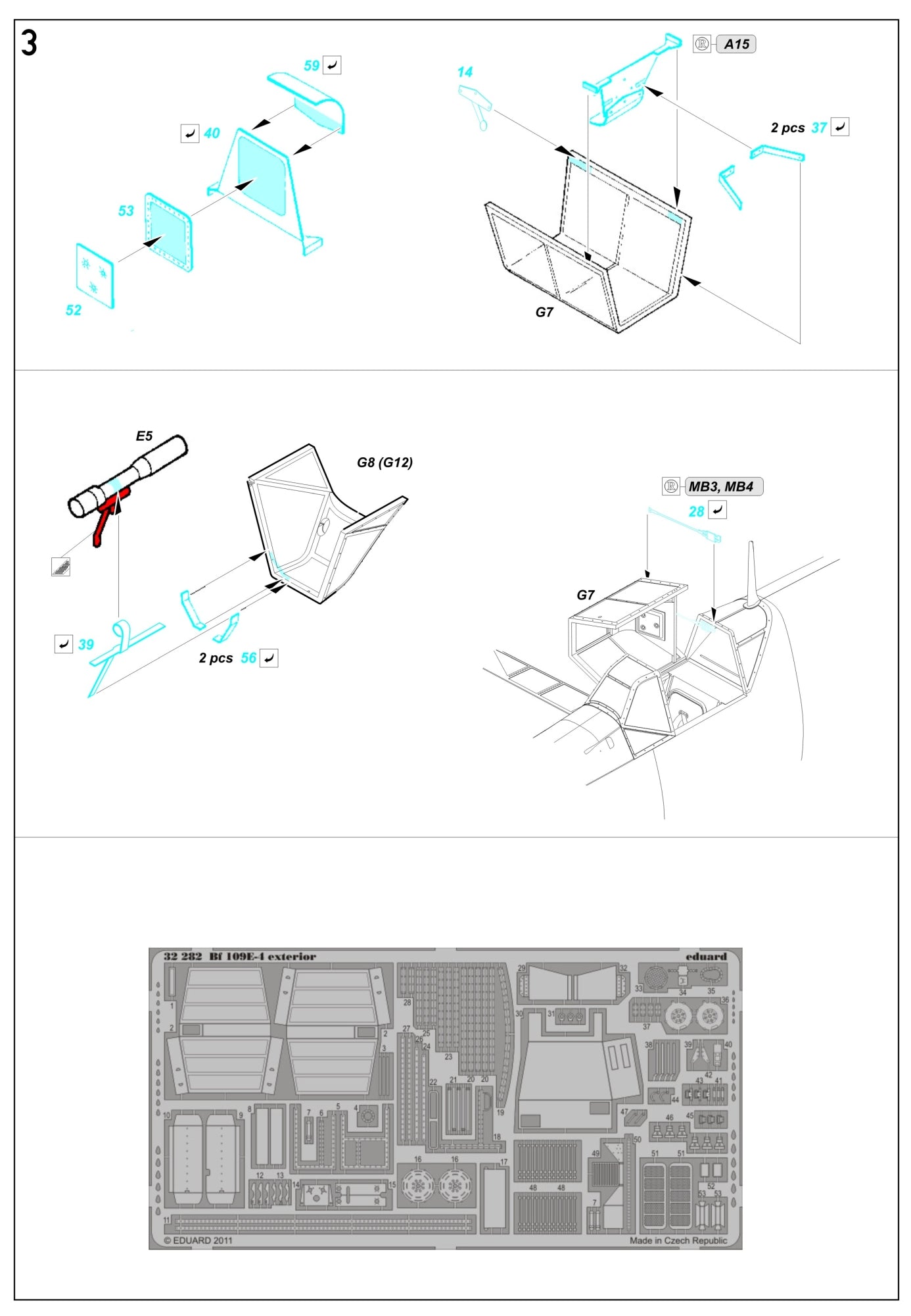 HGW 132617 1:32 Messerschmitt Bf-109E - Interior PE Parts