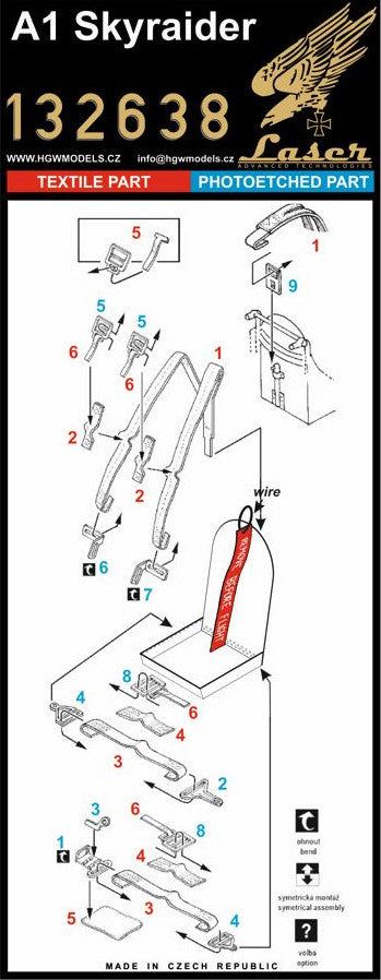 HGW 132638 1:32 Douglas A-1D/A-1H/A-1J Skyraider - Seatbelts