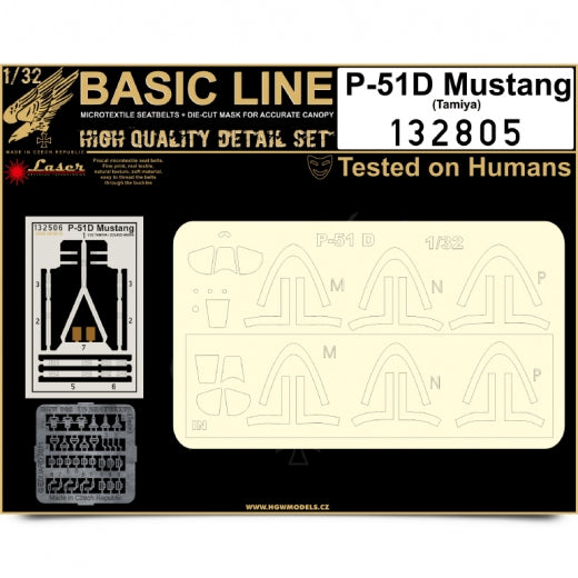 HGW 132805 1:32 North-American P-51D Mustang BASIC LINE: Seatbelts + Masks