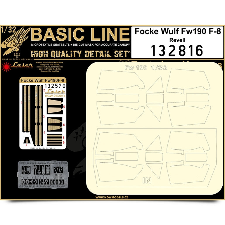 HGW 132816 1:32 Focke-Wulf Fw-190F-8 BASIC LINE: Seatbelts + Masks