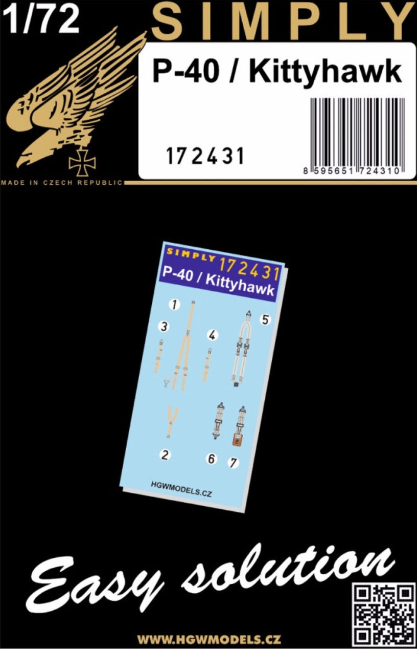 HGW 172431 1:72 Curtiss P-40 / KITTYHAWK - SEATBELTS
