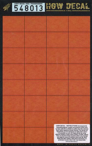 HGW 548013 1:48 Light Wood/Red Transparent A4 Sheet
