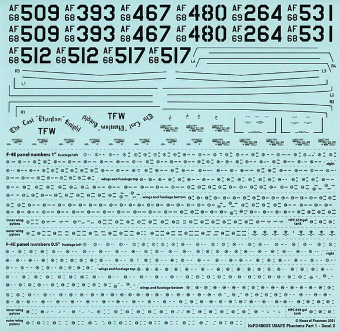 House Of Phantom Decals HoPD 48003 1:48 USAFE Phantoms - McDonnell F-4Es of the 86th TFW at Ramstein AB
