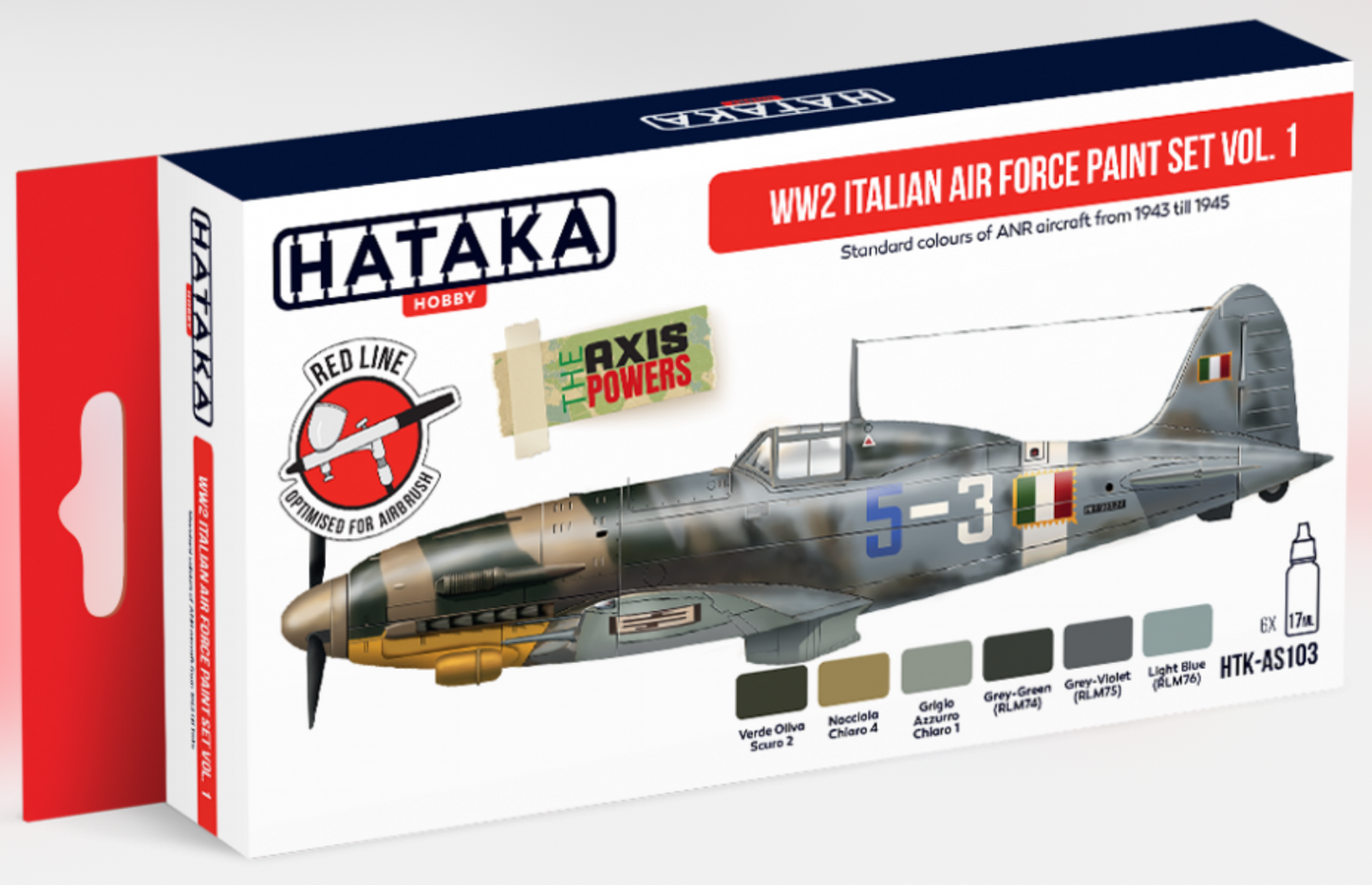 Hataka AS103 (Red Line) WWII Italian Air Force Vol.1 Acrylic Paint Set