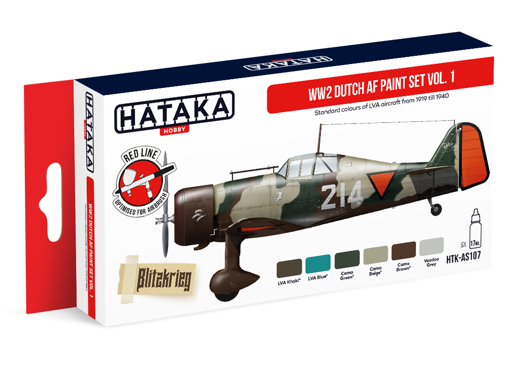 Hataka AS107 (Red Line) WWII Dutch AF Vol.1 Acrylic Paint Set