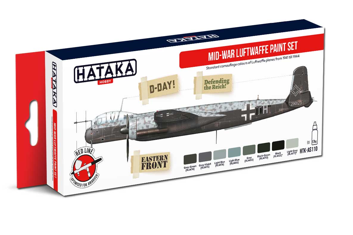 Hataka AS110 (Red Line) Mid-War Luftwaffe Acrylic Paint Set