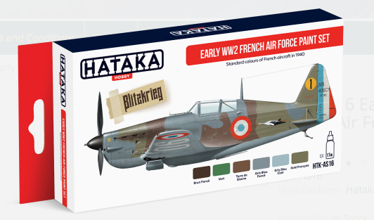 Hataka AS16 (Red Line) Early WWII French Air Force Acrylic Paint Set