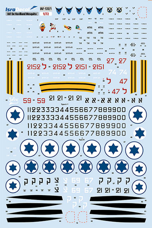 IsraDecal Studio IAF-135 1:72 IAF de Havilland Mosquito