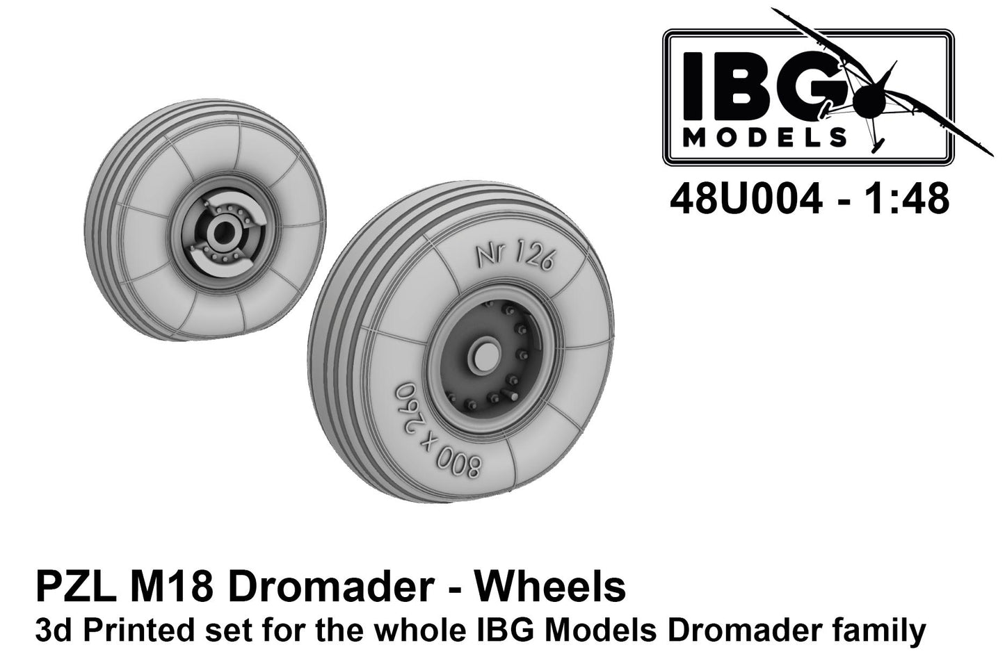 IBG Models 48U004 1:48 PZL M18 Dromader - Wheels - 3d Printed Set