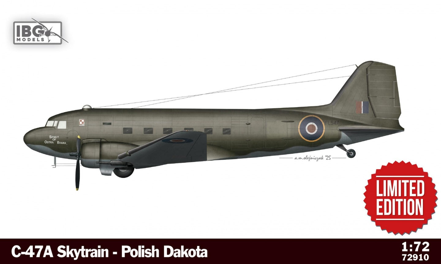 IBG Models 72910 1:72 Douglas C-47A Skytrain Polish Dakota Limited Edition