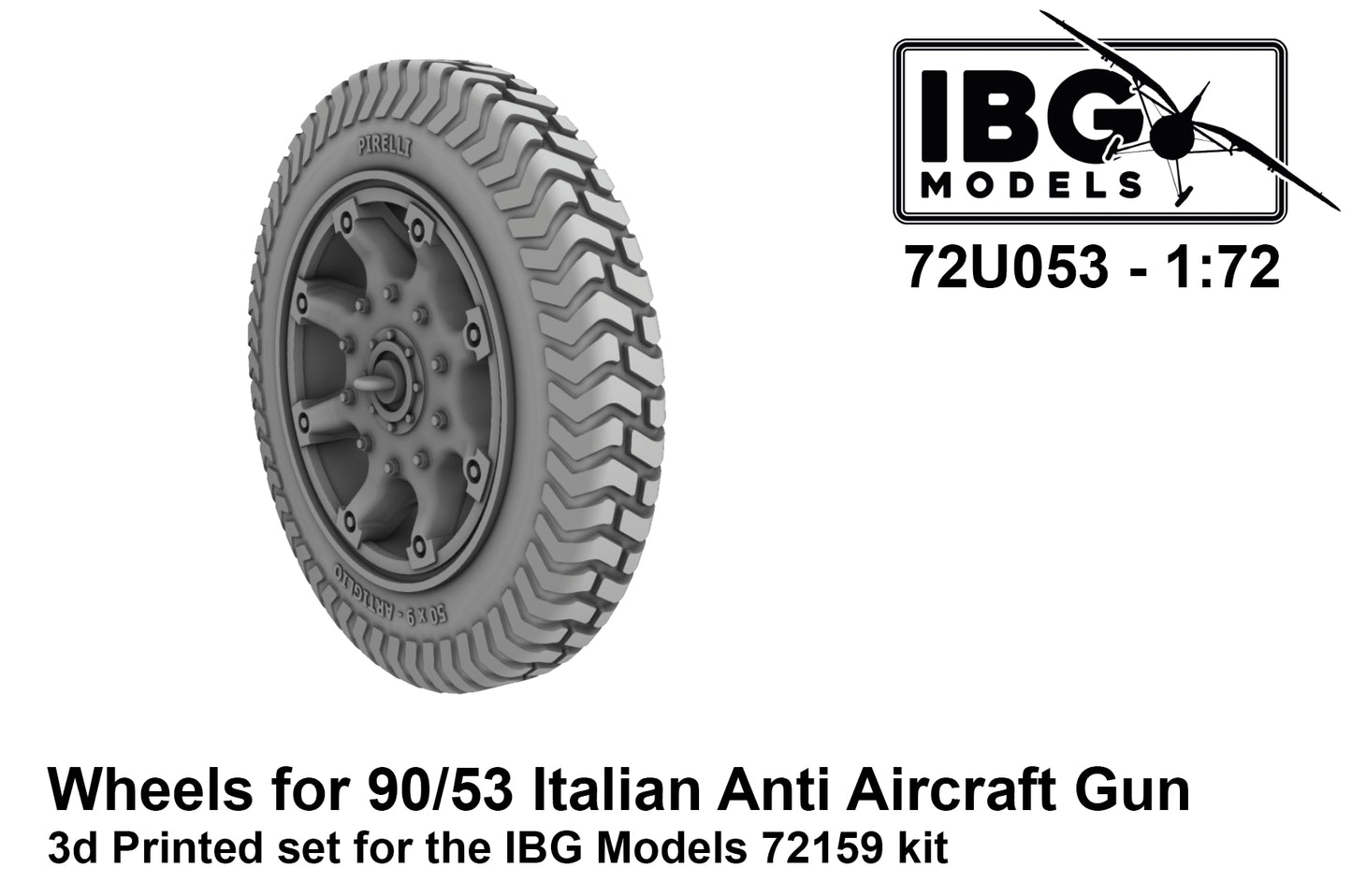 IBG Models 72U053 1:72 Wheels for 90/53 Italian Anti Aircraft Gun (3D-Printed)