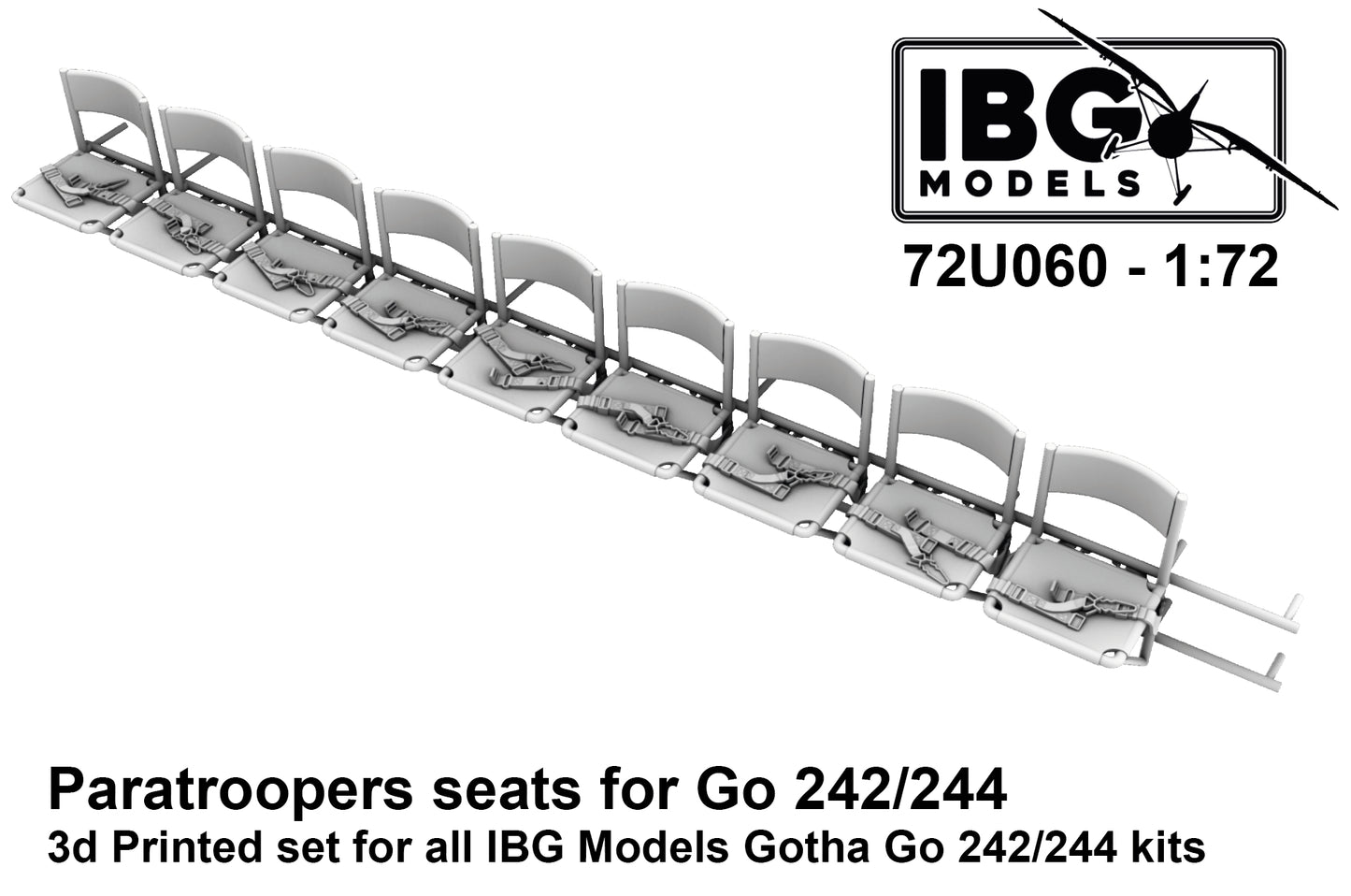 IBG Models 72U060 1:72 Gotha Go-242A-1/Go-244 Paratroopers Seats 3D-Printed