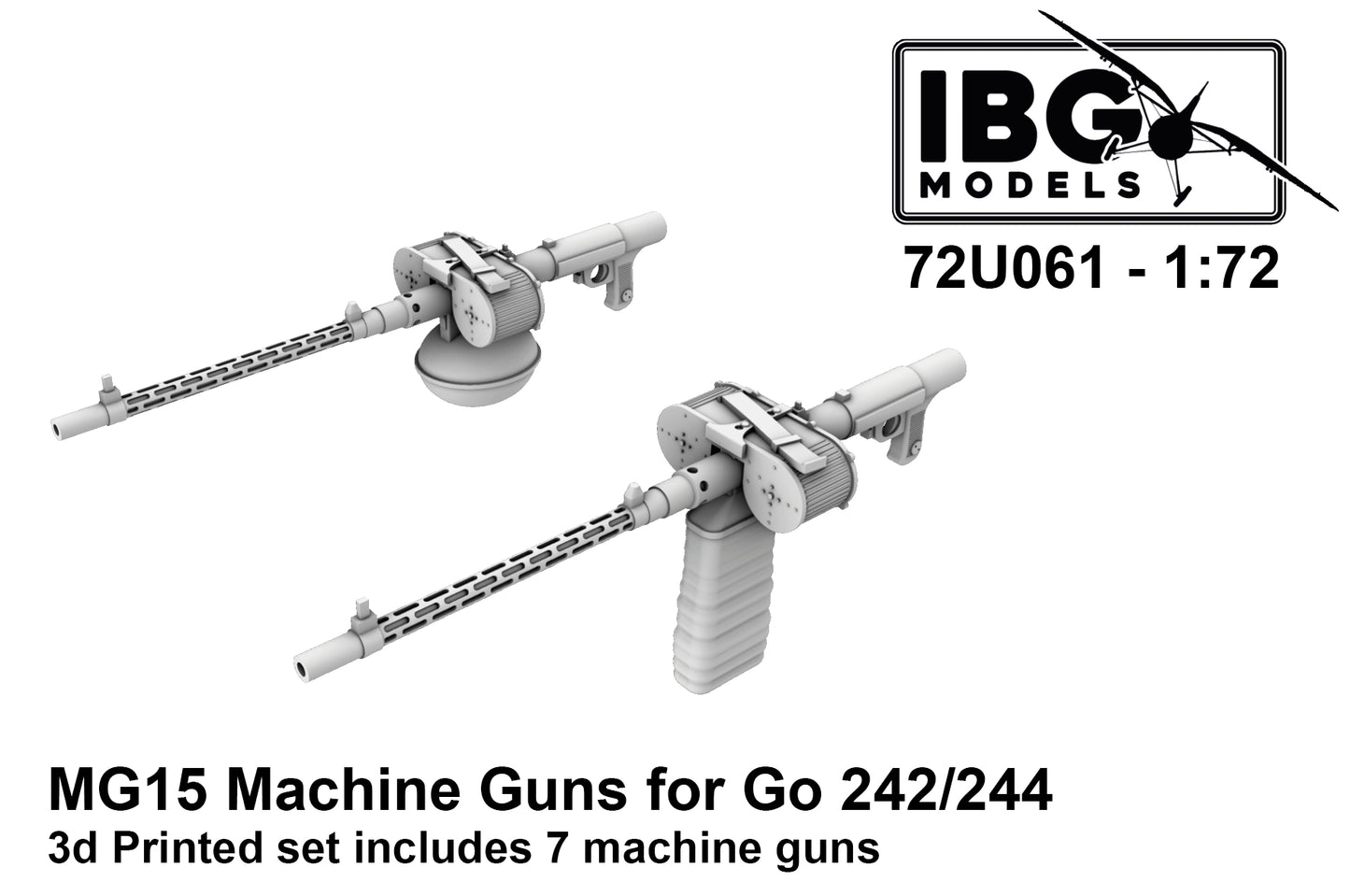 IBG Models 72U061 1:72 Gotha Go-242A-1/Go-244 MG15 Machine Guns 3D-Printed