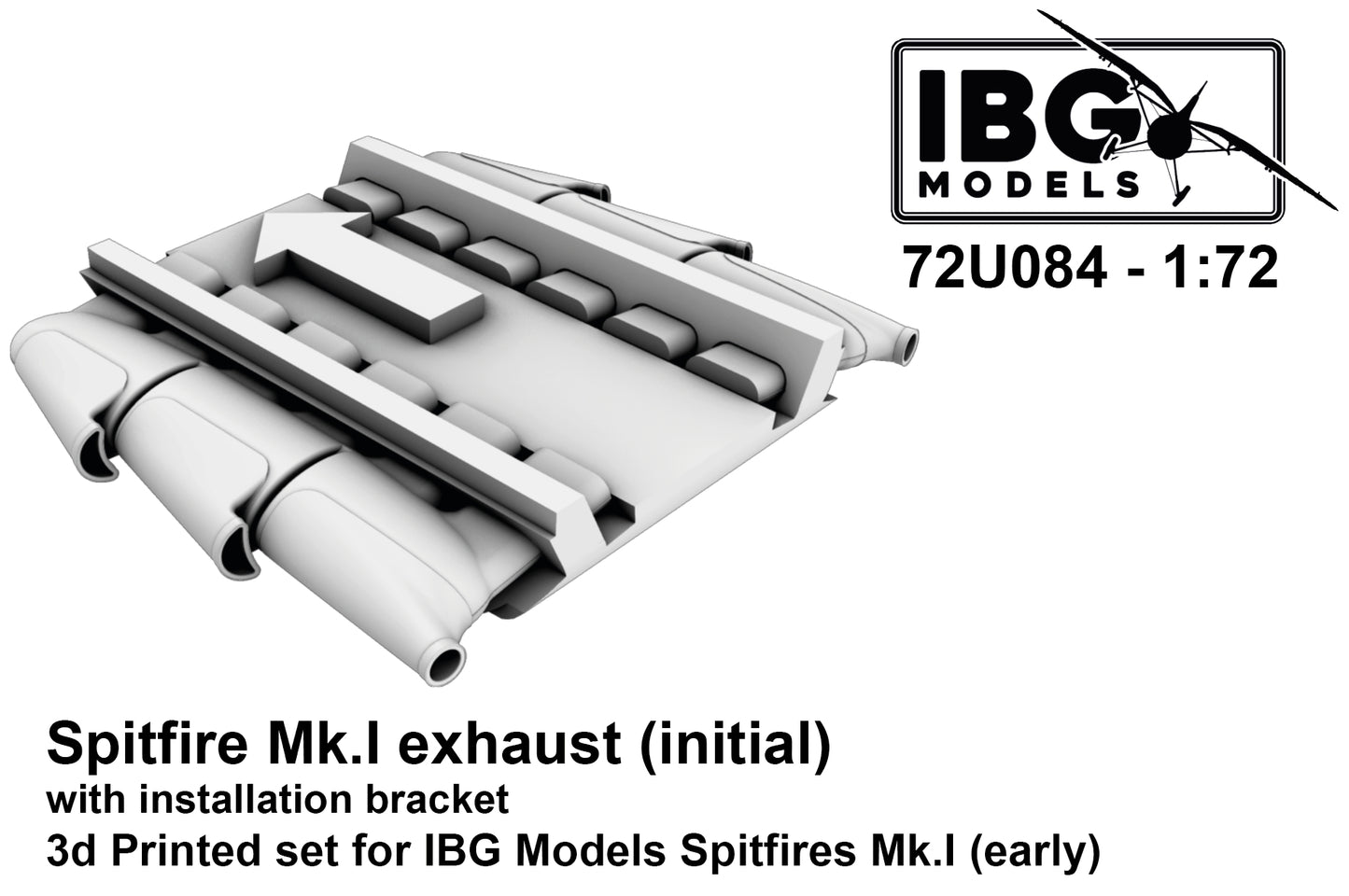 IBG Models 72U084 1:72 Supermarine Spitfire Mk.I Exhaust (Initial) with Installation Bracket
