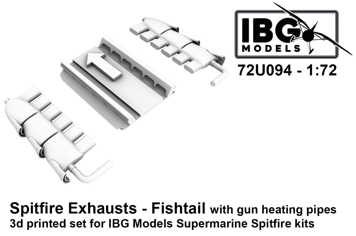 IBG Models 72U094 1:72 Supermarine Spitfire Exhausts - Fishtail Type with gun heating pipes