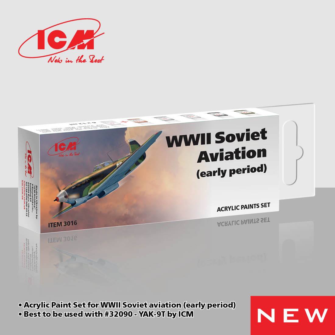 ICM UA 3016 - WWII Soviet Aviation (early period) Acrylic Paint Set