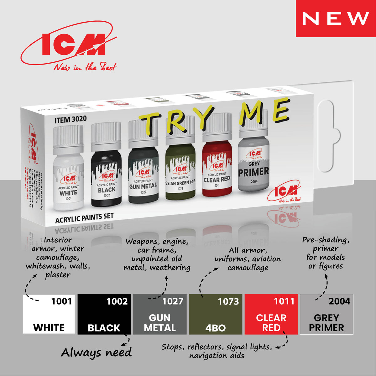 ICM 3020 Try Me Acrylic Paint Set