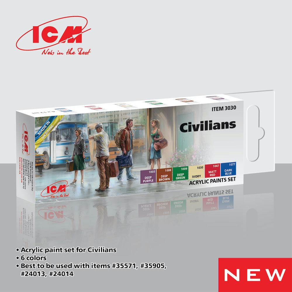 ICM 3030 Civilians Acrylic paint set x 6 12ml bottles