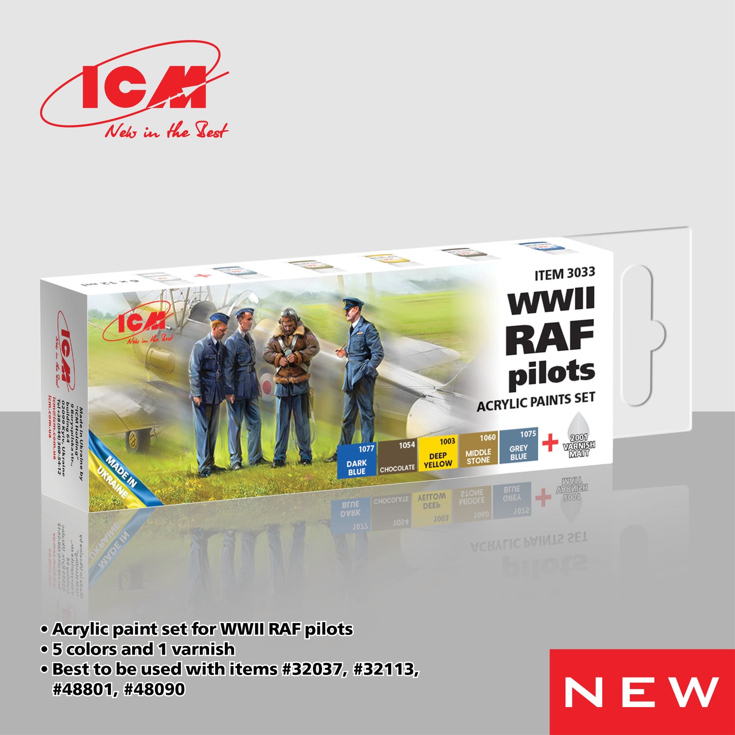 ICM UA 3033 - WWII RAF Pilots Acrylic Paint Set