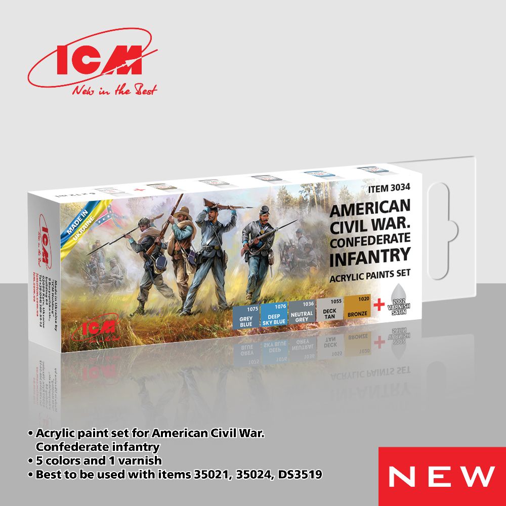 ICM UA 3034 - American Civil War. Confederate Infantry Acrylic Paint Set