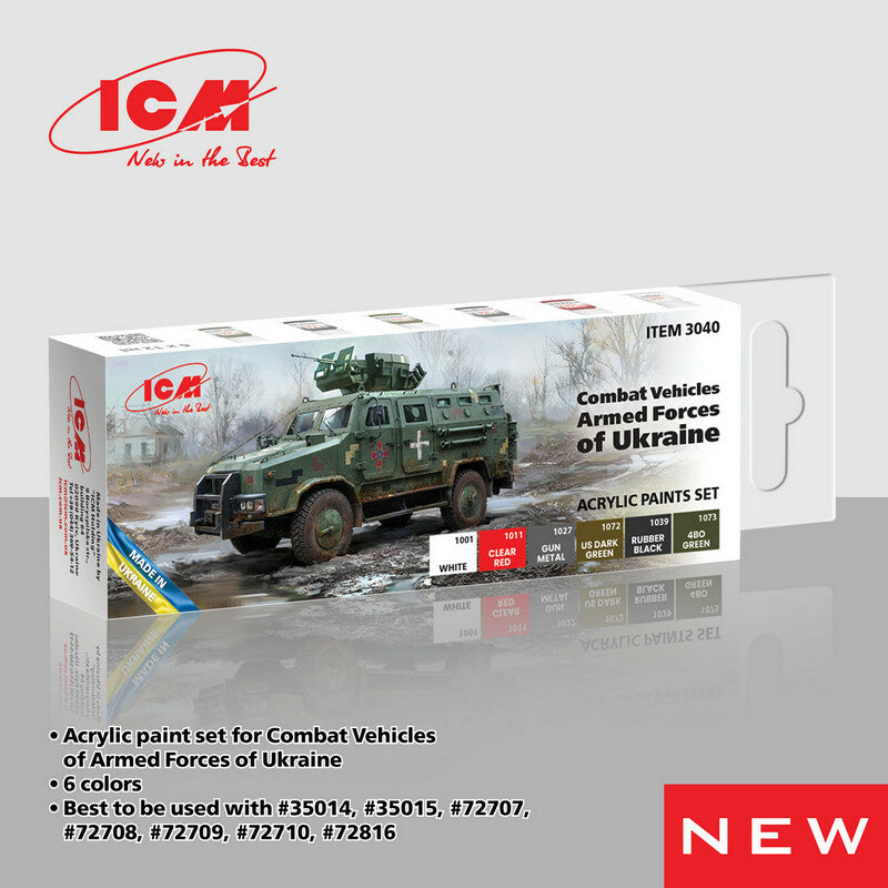 ICM 3040 - Combat Vehicles Armed Forces of Ukraine Acrylic Paint Set