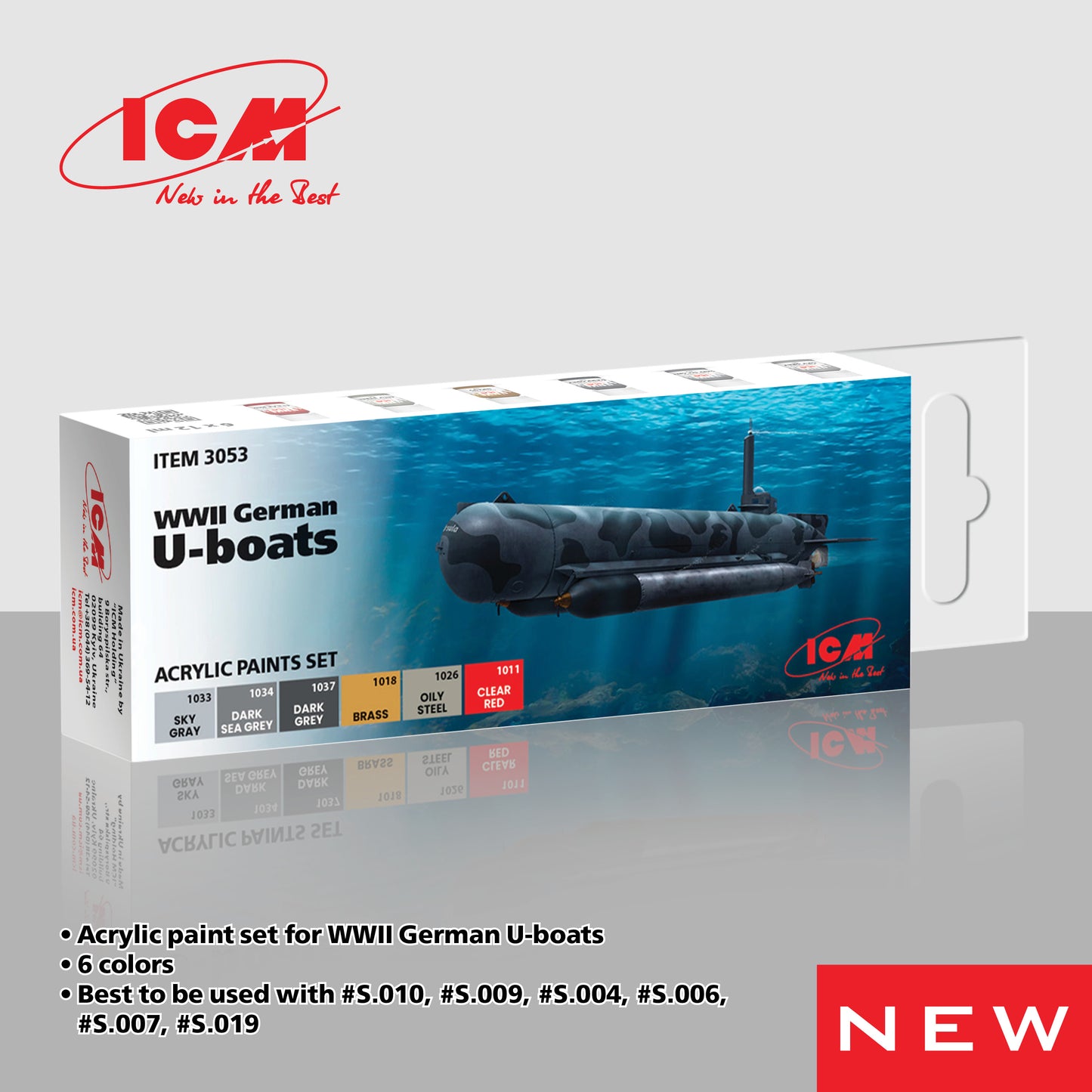 ICM 3053 WWII German U-boats 'acrylic paint set 6 bottles