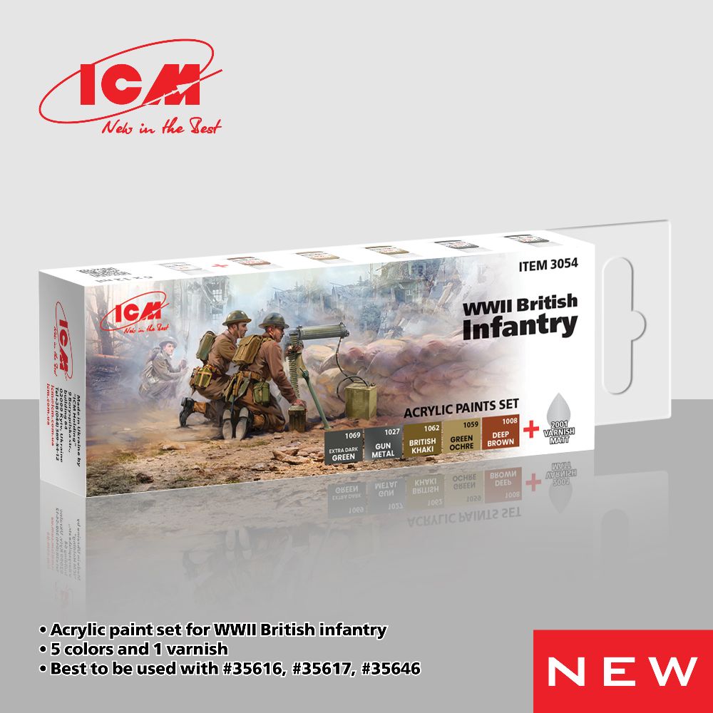 ICM UA 3054 - WWII British Infantry Acrylic Paint Set